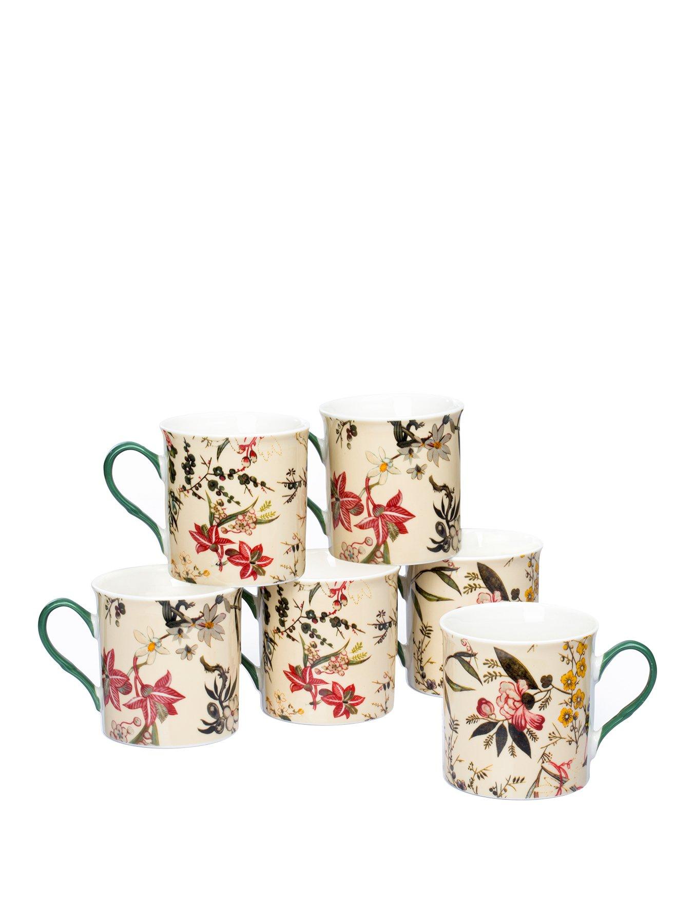 Product photograph of Waterside Set Of 6 Botanical Garden Mugs from very.co.uk