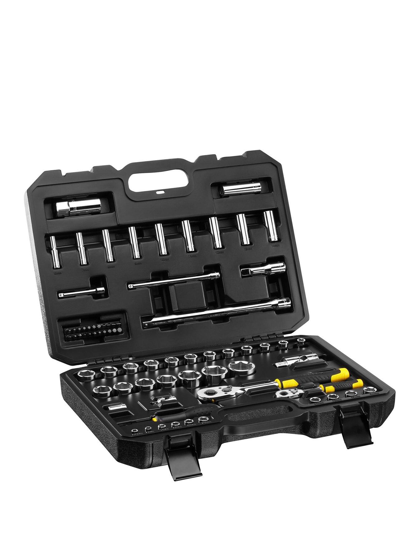 Product photograph of Stanley 1 4 And 1 2 72 Tooth Ratchets And Socket Set With 72 Accessories Stmt82831-1 from very.co.uk