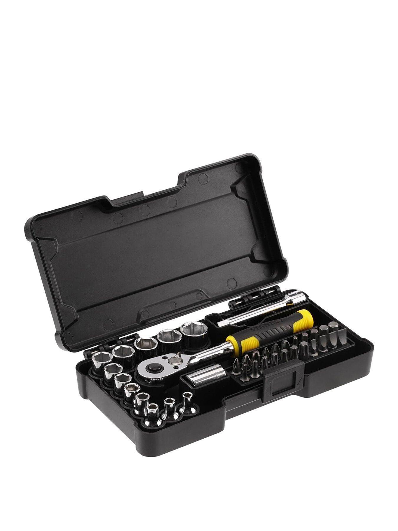 Product photograph of Stanley Compact 1 4 72 Tooth Ratchet And Socket Set With 37 Accessories Stmt82672-0 from very.co.uk