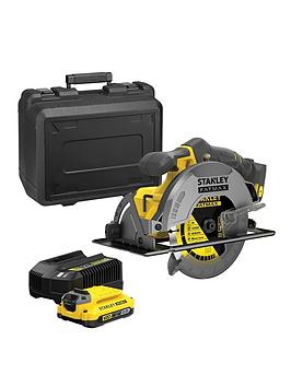 Product photograph of Stanley Fatmax V20 18v Cordless Circular Saw With Kit Box from very.co.uk