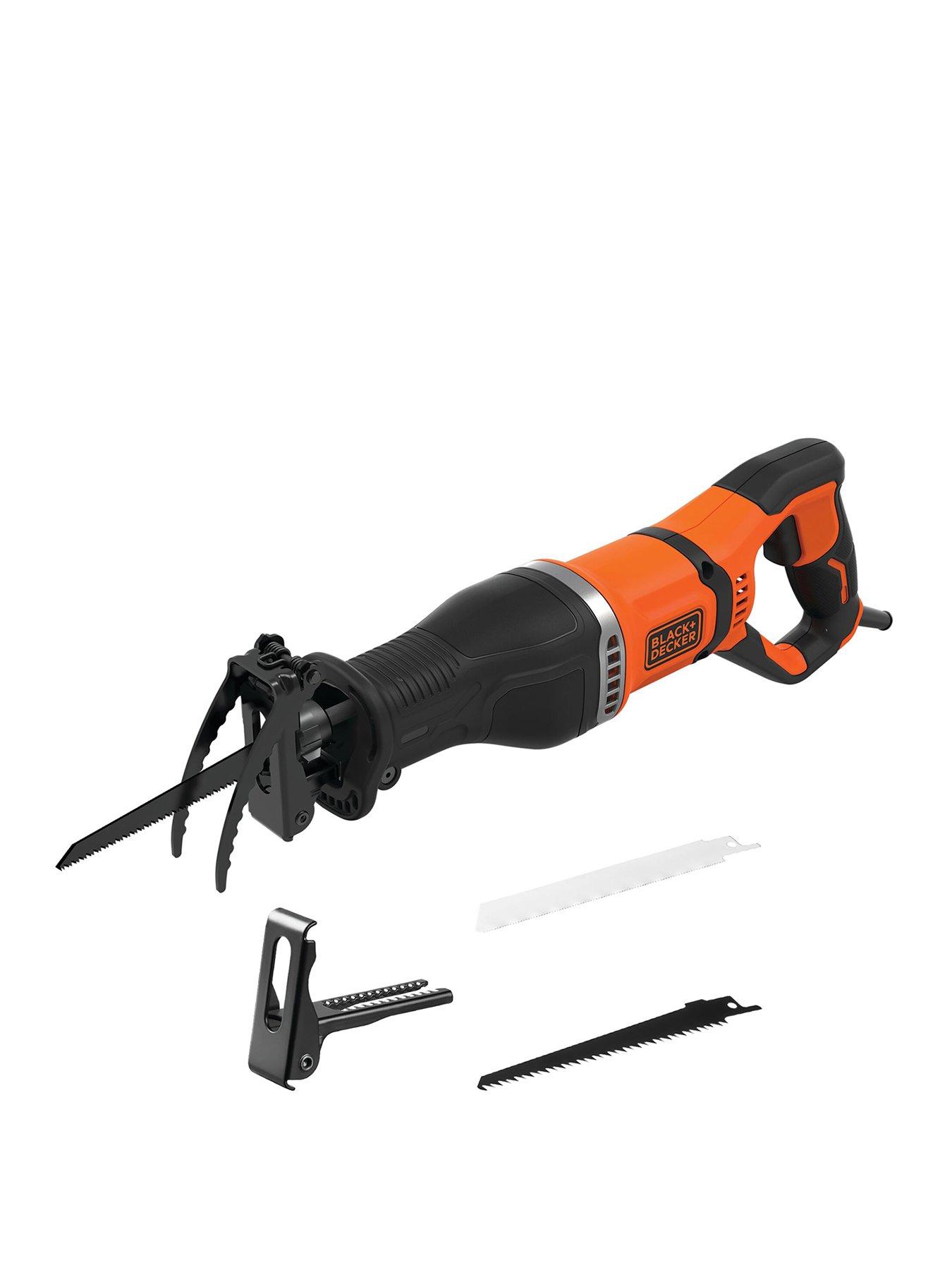 Product photograph of Black Decker 750w Corded Reciprocating Saw With Branch Holder Blades And Kit Box Bes301-gb from very.co.uk