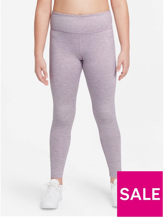 front image of nike-girlsnbspdri-fit-thenbspone-luxe-leggings-purplenbsp