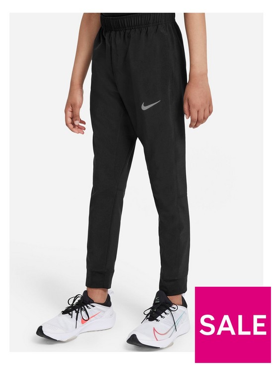 front image of nike-boysnbspdri-fit-woven-jogger-black