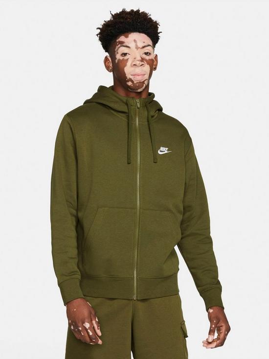 front image of nike-club-fleece-full-zip-hoodie