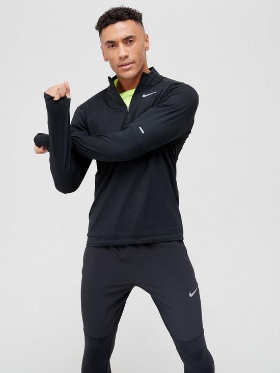 front image of nike-run-dry-fit-element-top-12-zip-top-black