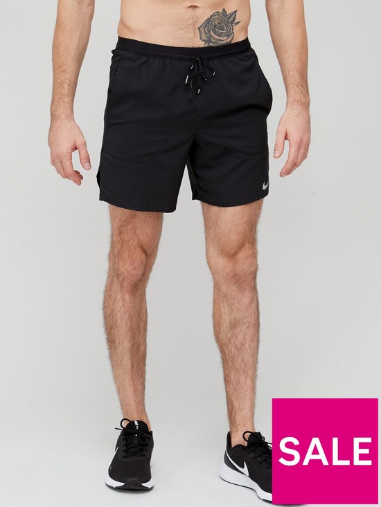 front image of nike-run-flex-stride-7-inch-shorts-black