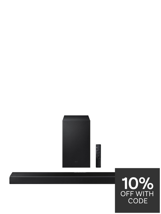 front image of samsung-hw-q600anbsp312ch-dolby-atmos-dtsx-q-symphony-soundbar-with-wireless-subwoofer-acoustic-beam-hdmi-bluetooth-adaptive-sound-amp-game-pro-mode-tap-sound