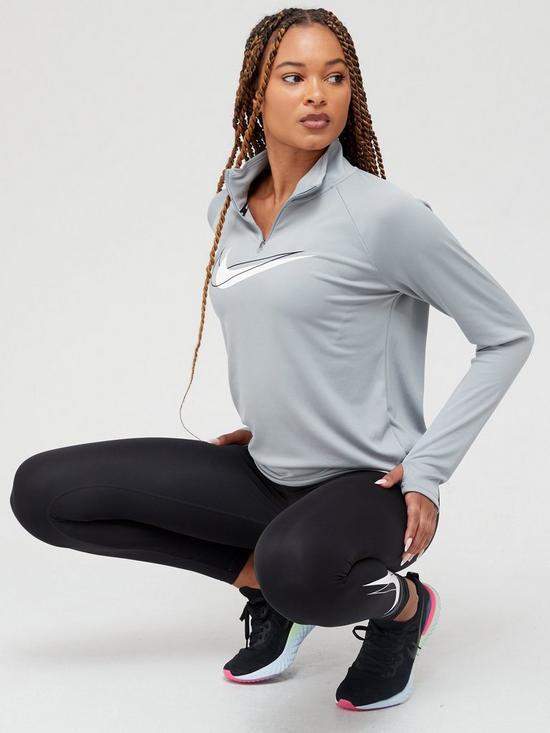 Nike Running Dri-FIT Swoosh Half Zip Long Sleeve Top - Grey | very.co.uk