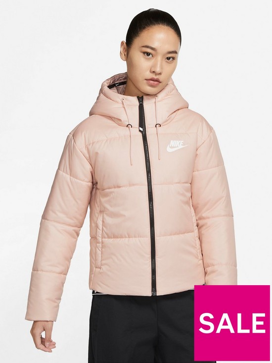 front image of nike-nsw-taped-detail-hooded-jacket-pinknbsp