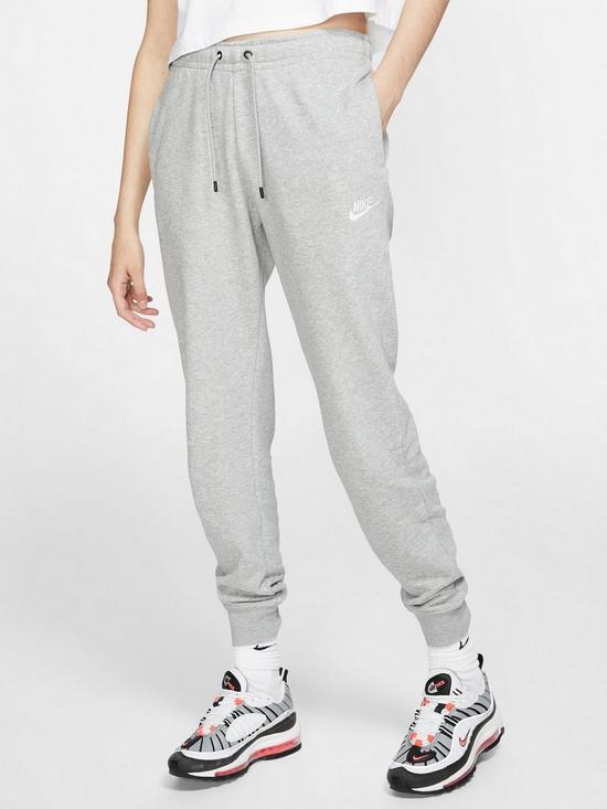 front image of nike-tall-fit-nsw-essential-fleece-pants-dark-grey-heather