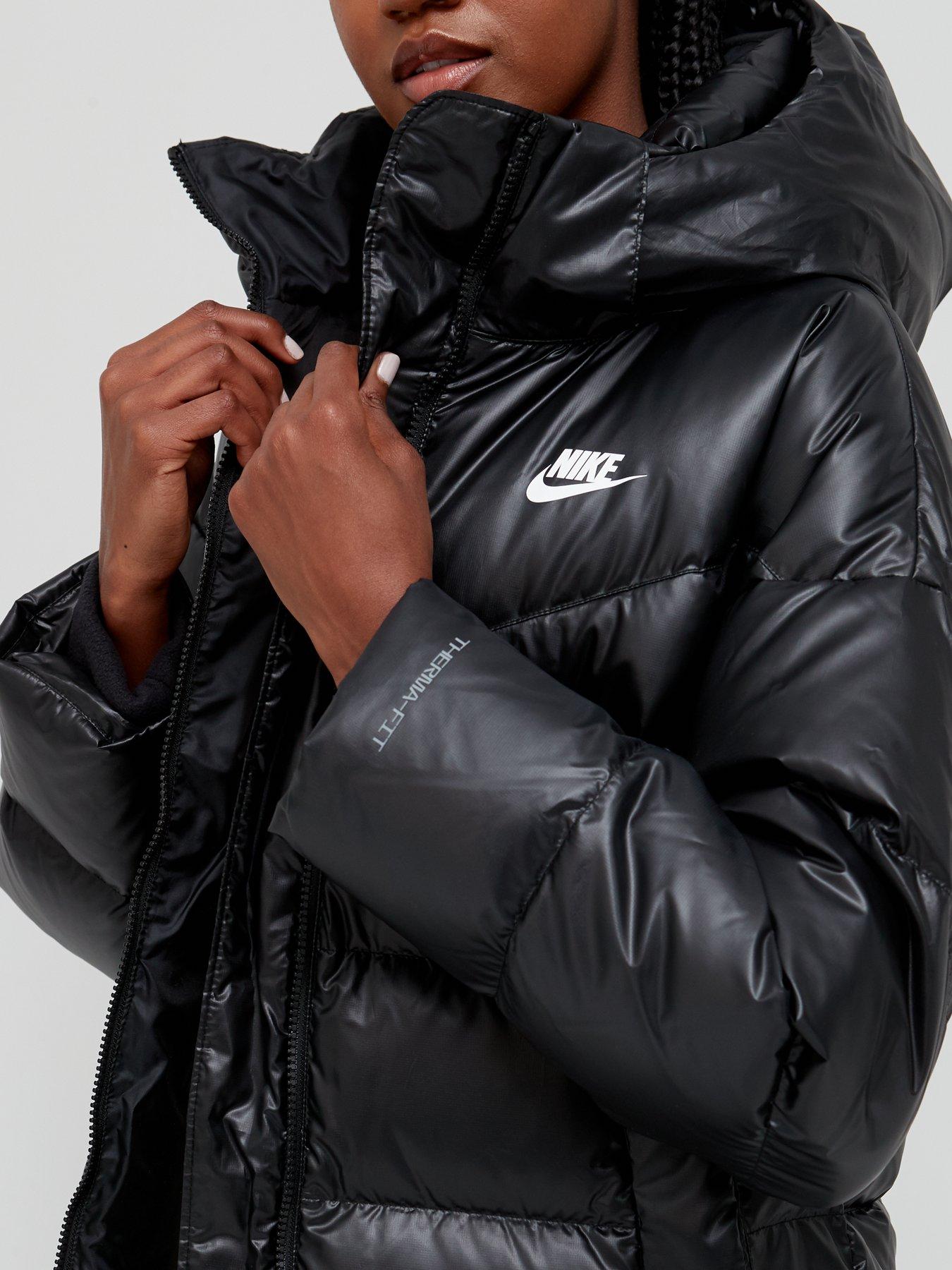 Nike down parka jacket best sale in black