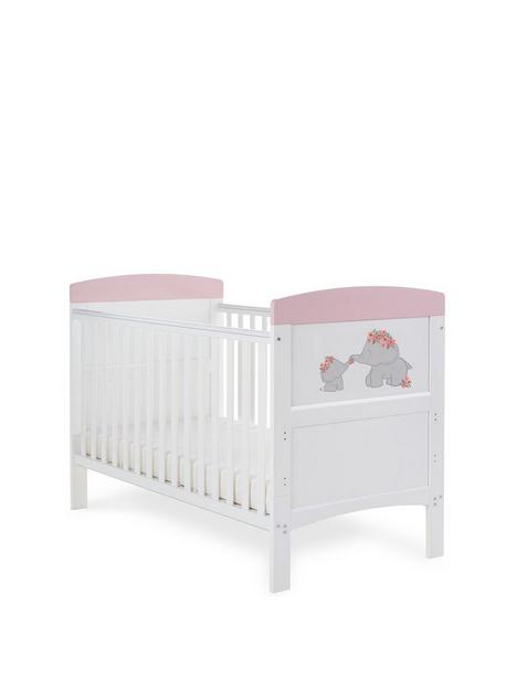 obaby-grace-inspire-cot-bed-me-amp-mini-me-elephants-pink