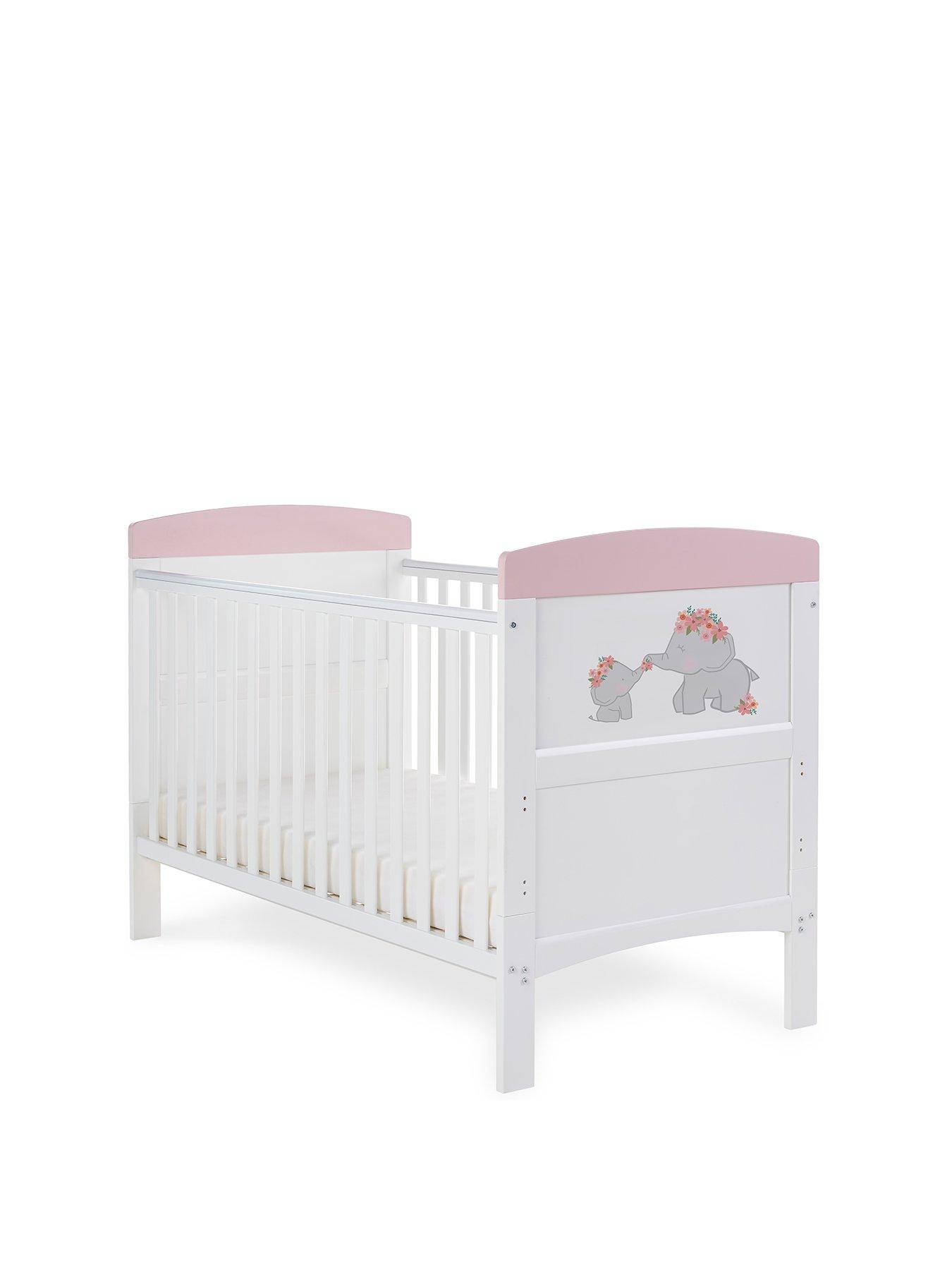 Obaby Grace Inspire Cot Bed Me  &  Mini Me Elephants - Pink