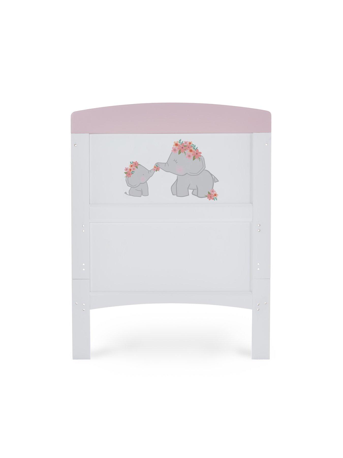 Image 3 of 6 of Obaby Grace Inspire Cot Bed Me &amp; Mini Me Elephants - Pink
