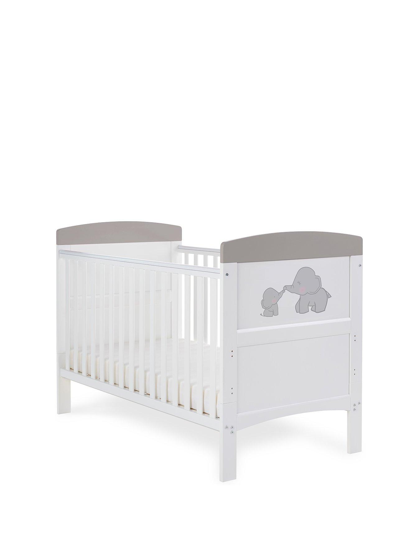 Obaby Grace Inspire Cot Bed Me  &  Mini Me Elephants - Grey