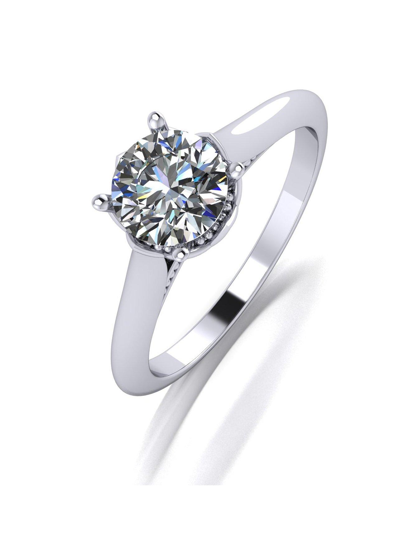 Women LIMITED EDITION MOISSANITE PLATINUM CROWN SOLITAIRE RING FEATURING THE QUEENS 70TH HALLMARK