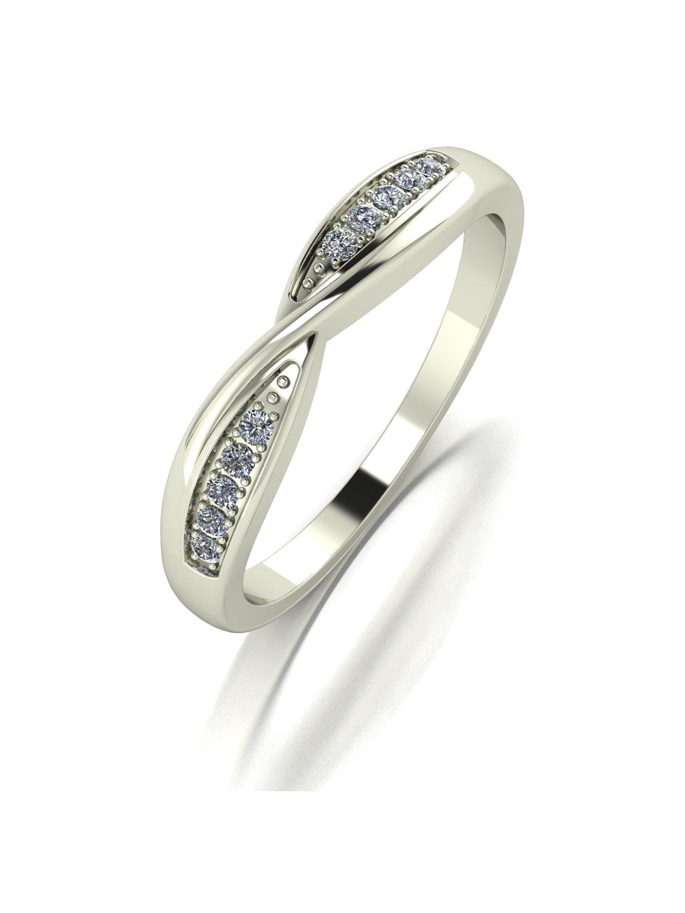 Product photograph of Moissanite 9ct White Gold 0 10ct Shaped Wedding Band from very.co.uk