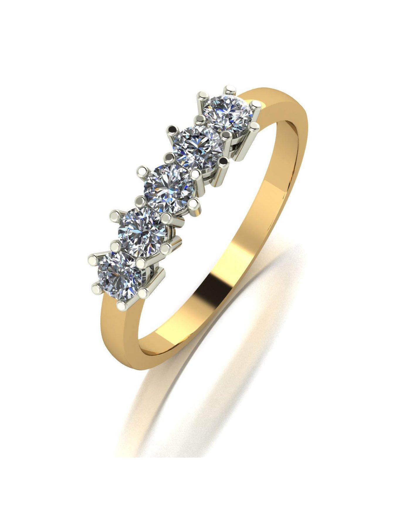 Moissanite 9ct Gold 0.50ct Total Five Stone Eternity Ring