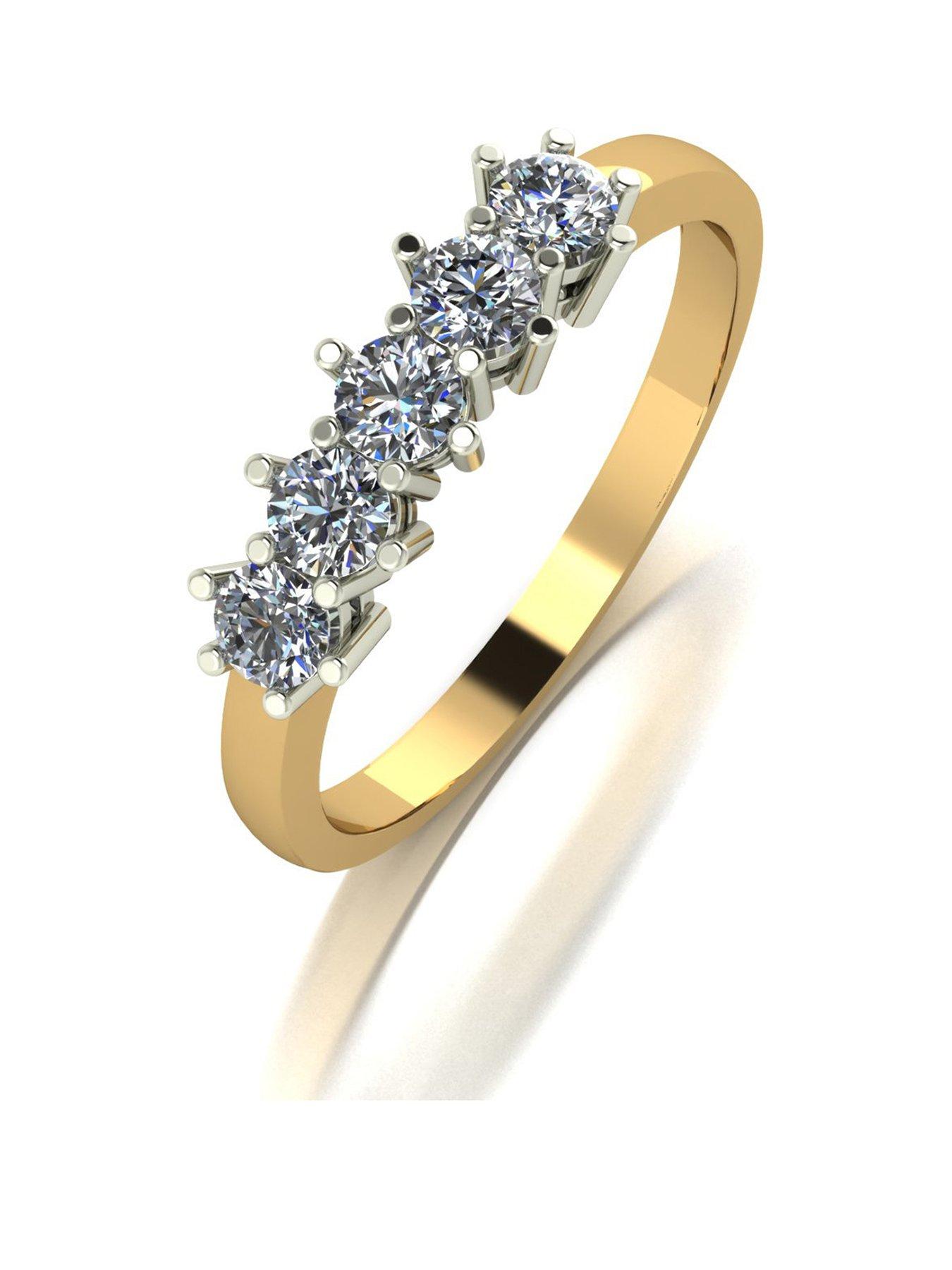 Moissanite 9ct Gold 0.50ct Total Five Stone Eternity Ring