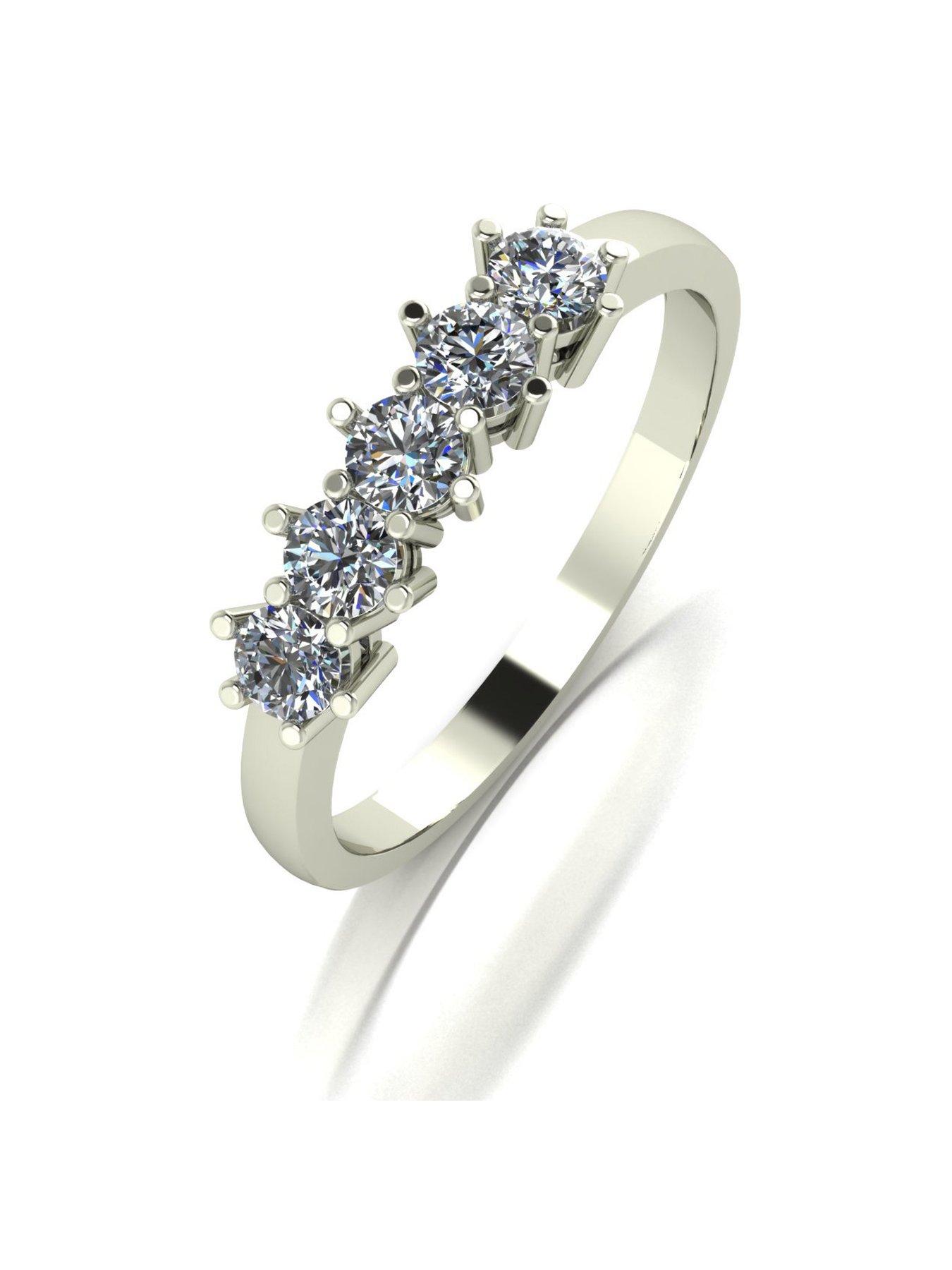 Product photograph of Moissanite 9ct White Gold 0 50ct Total Five Stone Eternity Ring from very.co.uk