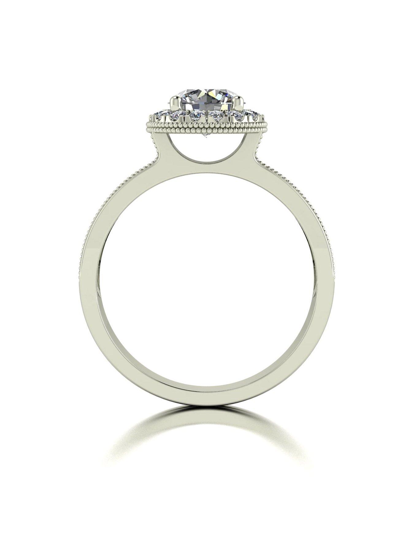 Image 2 of 5 of Moissanite 9ct White Gold 1.50ct Total Halo Ring