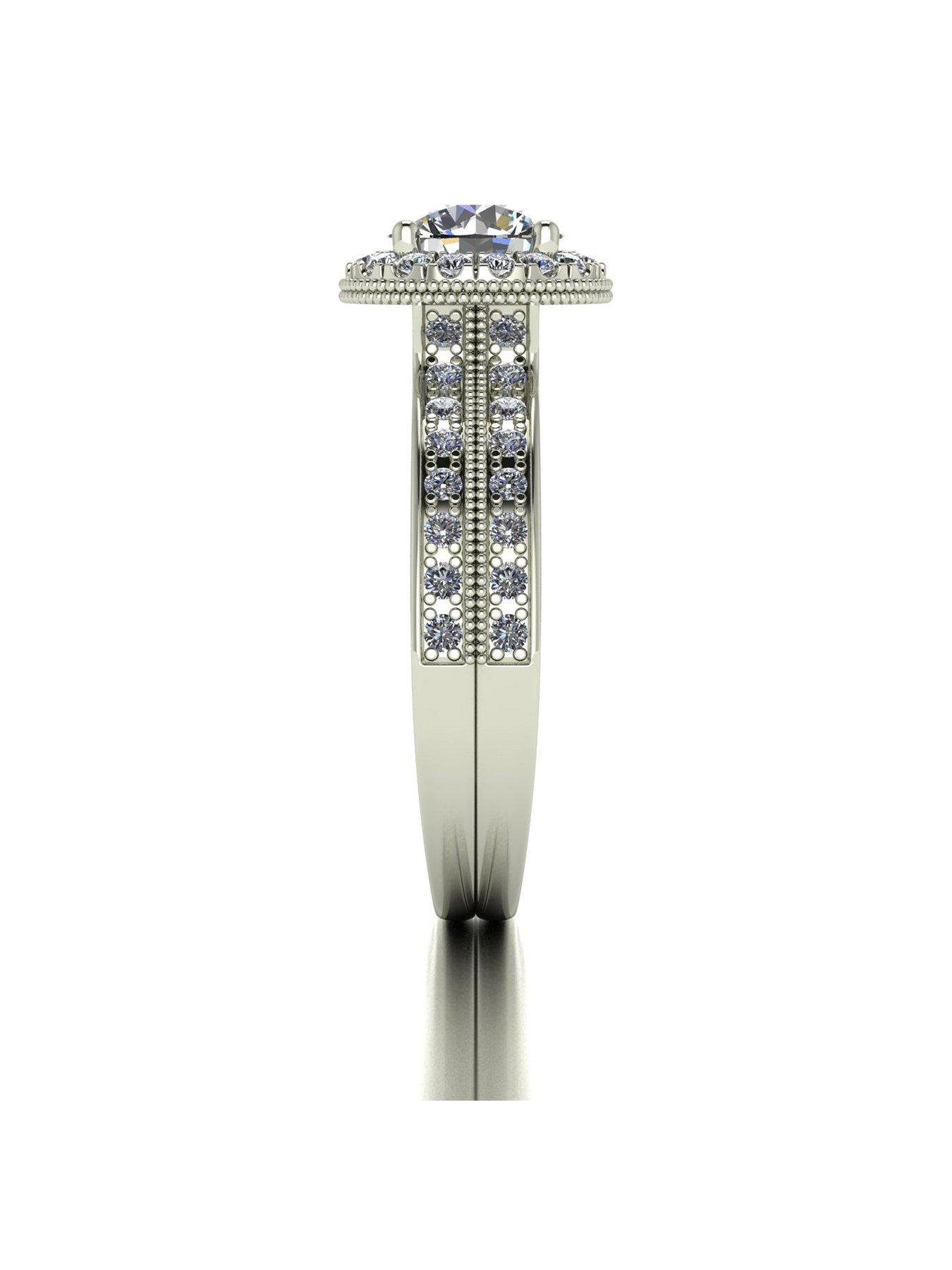 Image 3 of 5 of Moissanite 9ct White Gold 1.50ct Total Halo Ring