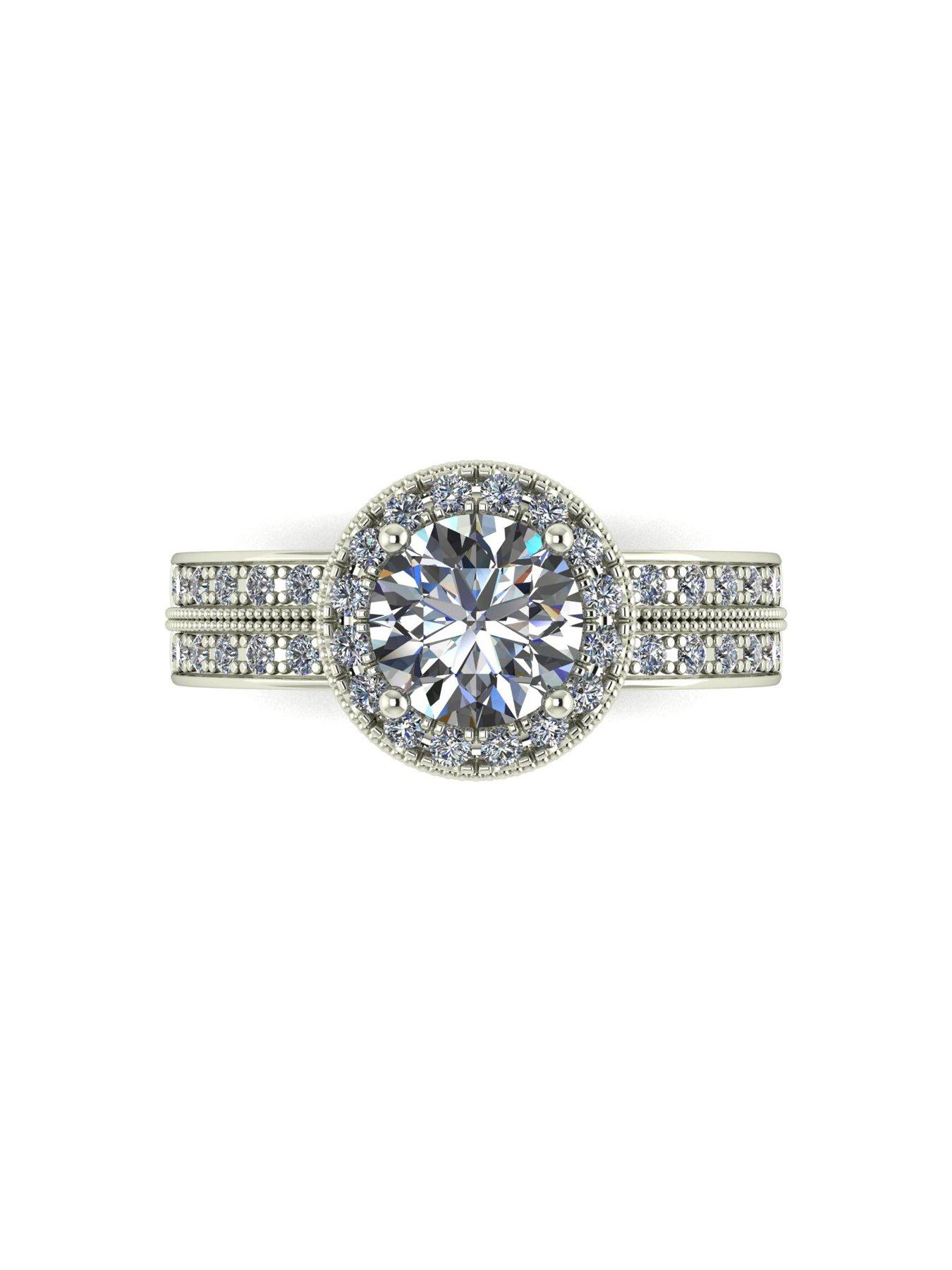 Image 4 of 5 of Moissanite 9ct White Gold 1.50ct Total Halo Ring
