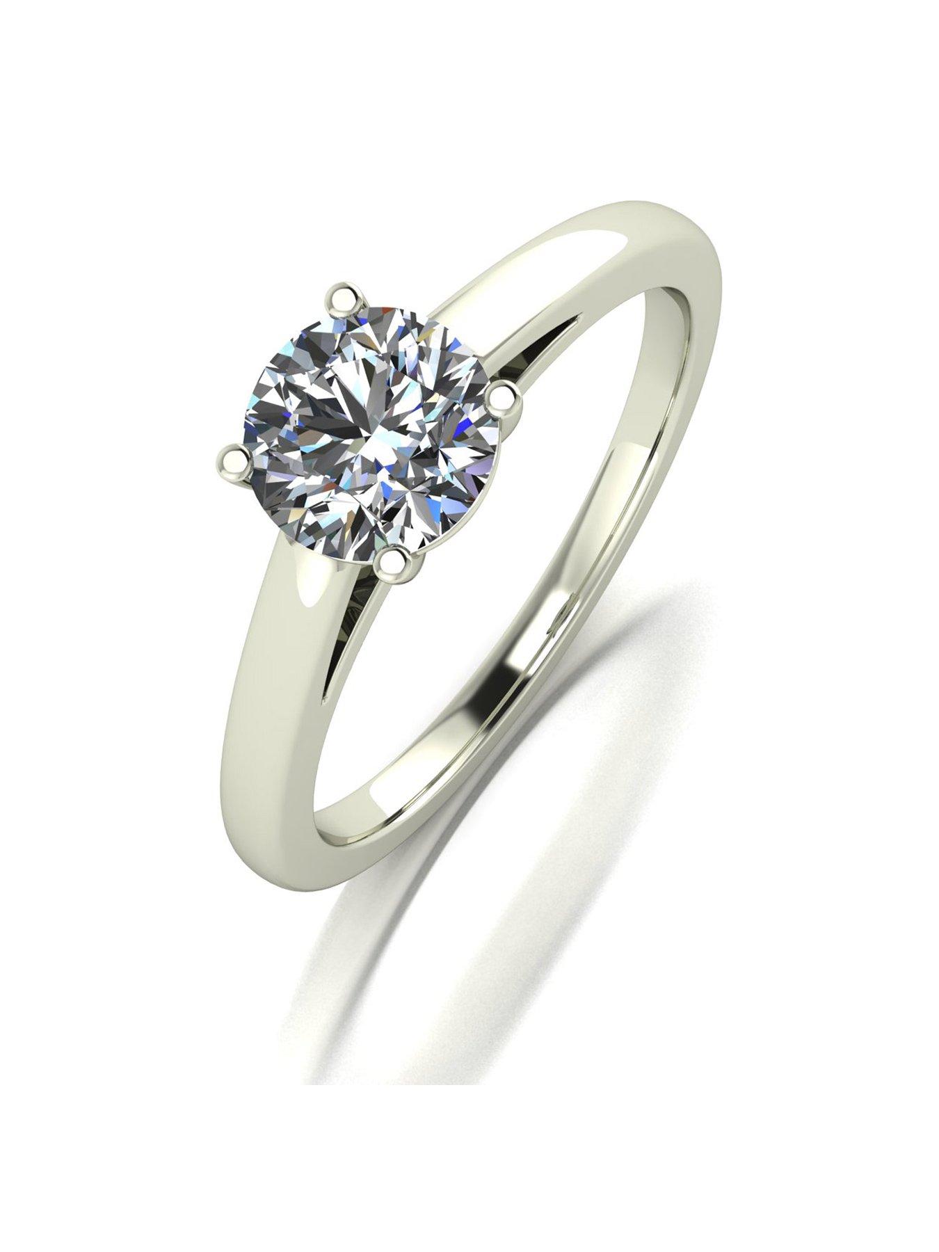 Product photograph of Moissanite Lady Lynsey Moissanite 9ct White Gold 1 00ct Solitaire Ring from very.co.uk