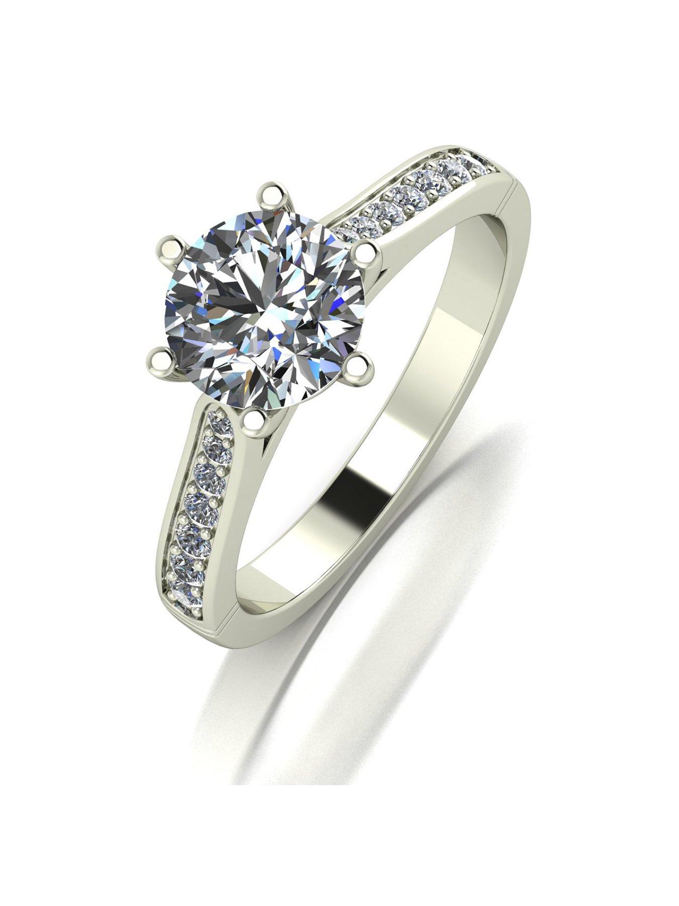 Product photograph of Moissanite Lady Lynsey Moissanite 9ct White Gold 1 40ct Total Solitaire Ring from very.co.uk