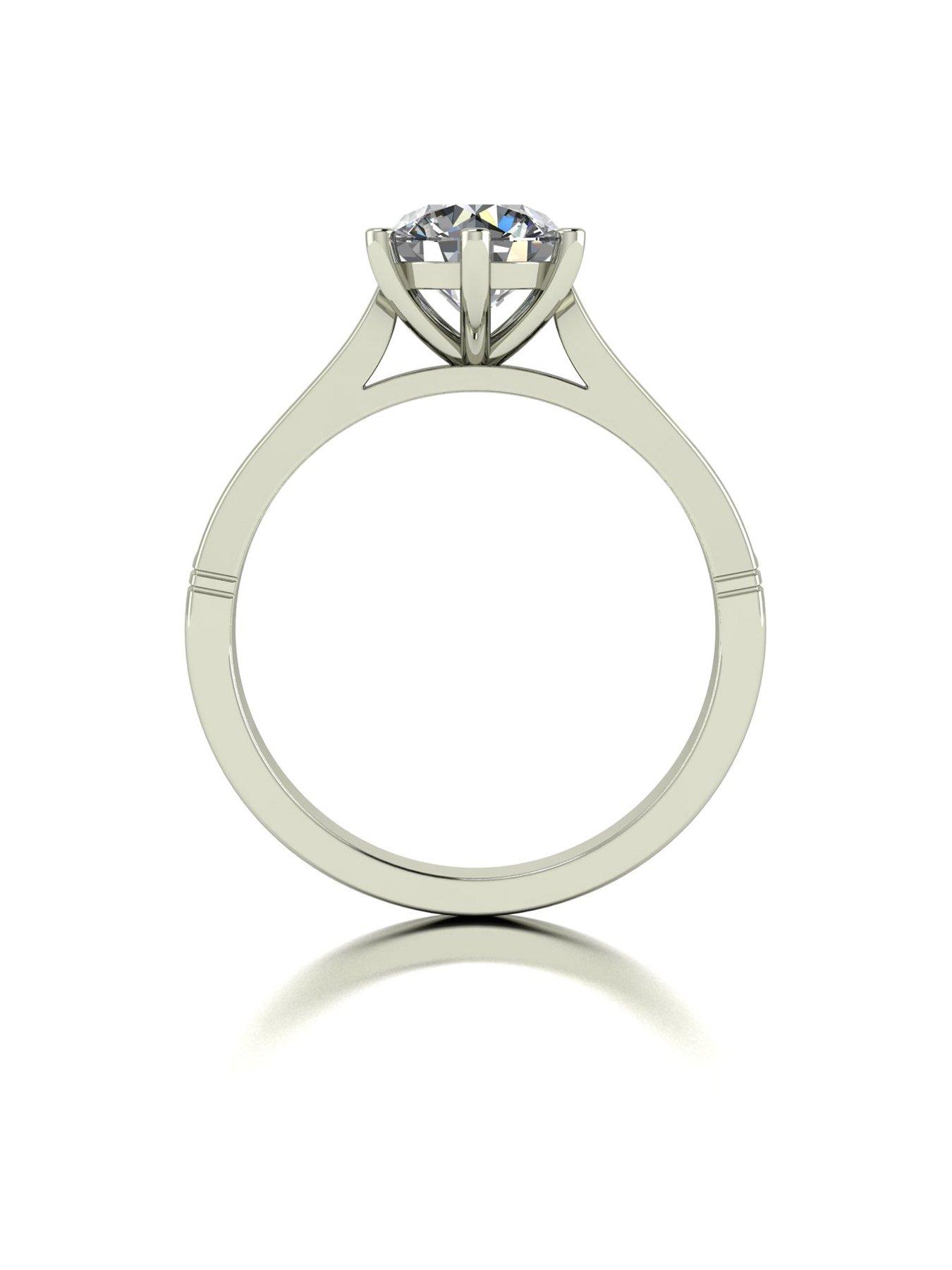 Women Lady Lynsey Moissanite 9ct White Gold 1.40ct Total Solitaire Ring