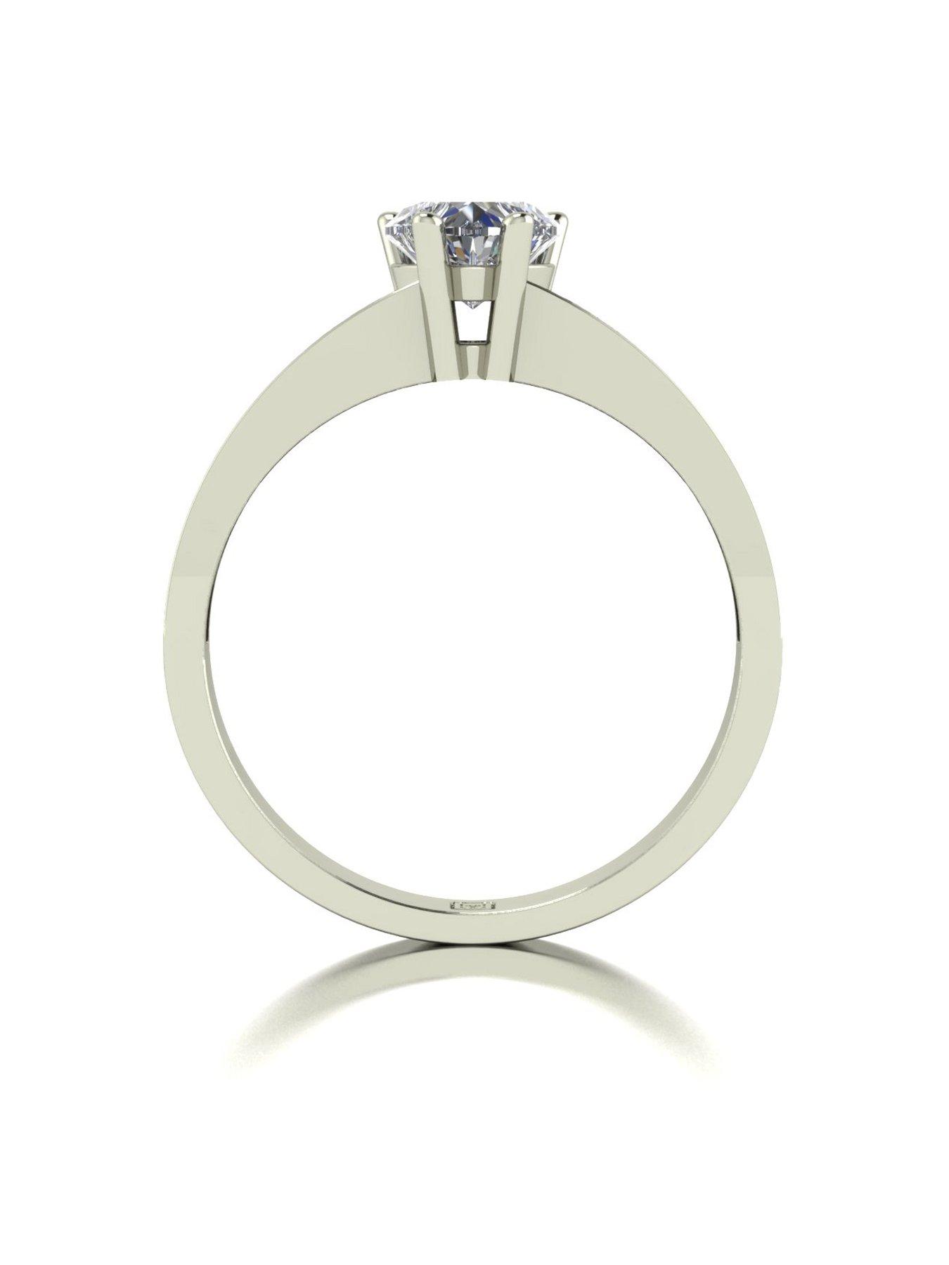  LADY LYNSEY MOISSANITE 9CT WHITE GOLD 1.30ct TOTAL HEART SOLITAIRE RING