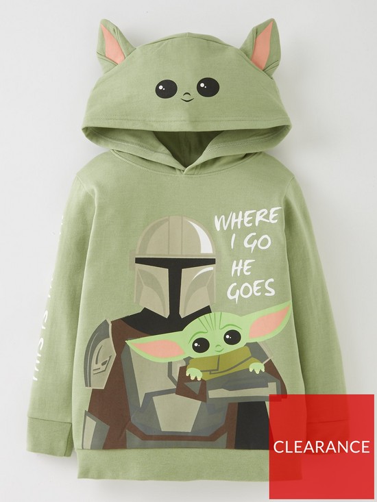 front image of star-wars-unisex-the-mandalorian-the-child-hoodienbspwith-ear-details-green