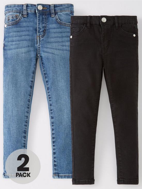 front image of mini-v-by-very-girls-2-pack-skinny-denim-jeans-indigoblack