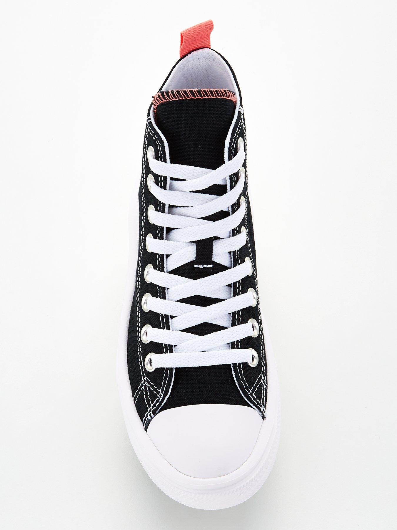 Converse Junior Chuck Taylor All Star Hi Top Trainers Black White Very