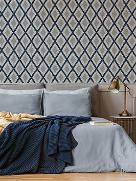 Product photograph of Fresco Ikat Blue Wallpaper from very.co.uk
