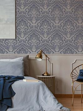 Product photograph of Fresco Jamila Navy Silver Wallpaper from very.co.uk