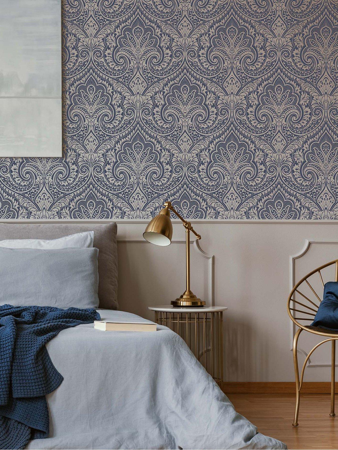undefined Jamila Navy / Silver Wallpaper