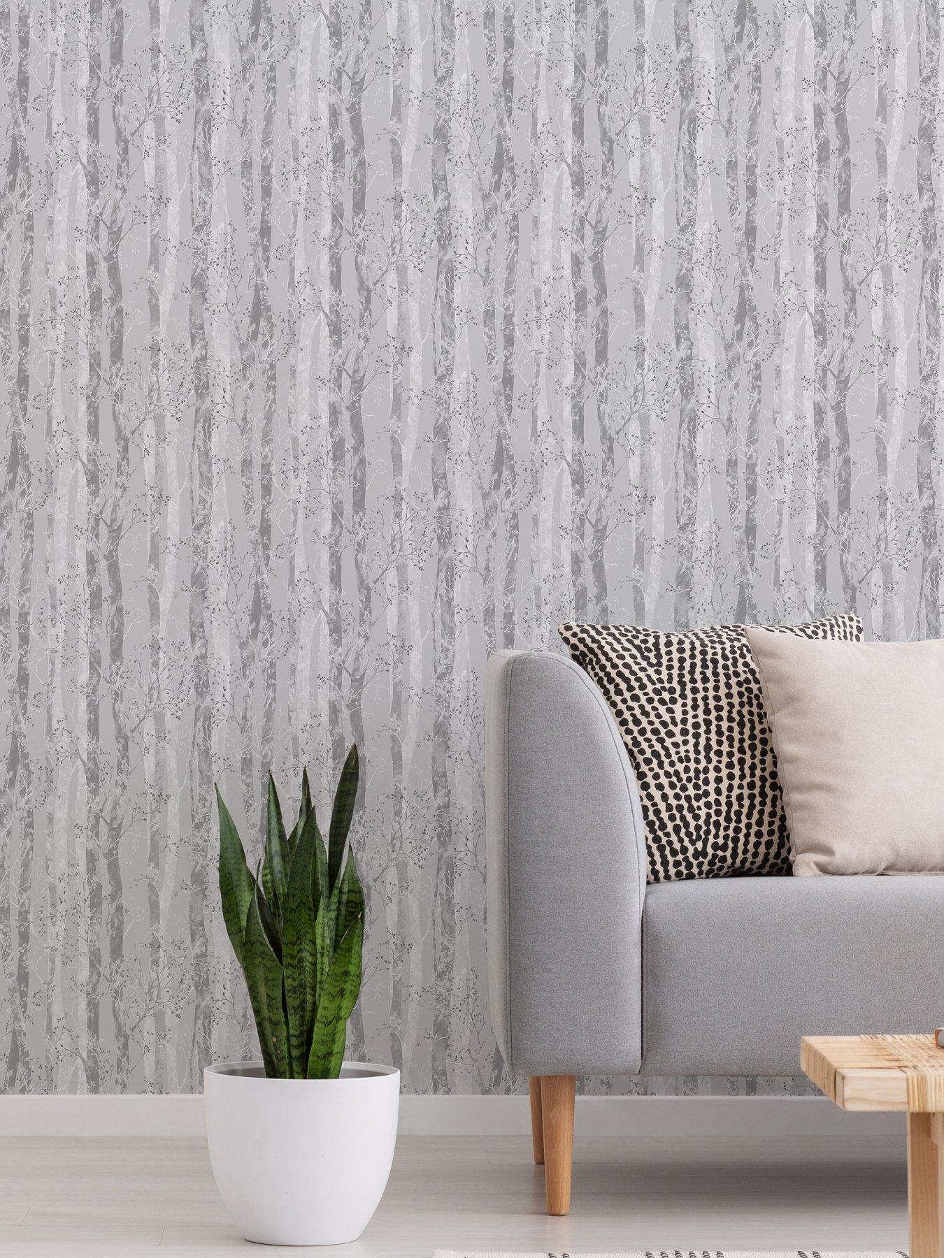 Product photograph of Sublime Dappled Trees Grey Silver Wallpaper from very.co.uk