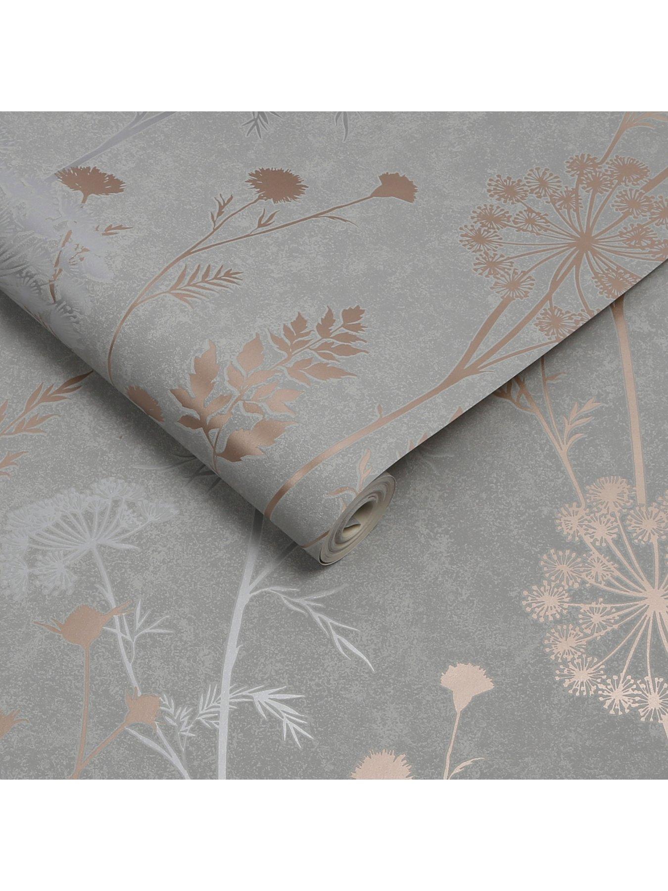 Superfresco Cow Parsley Grey / Rose Gold Wallpaper very.co.uk