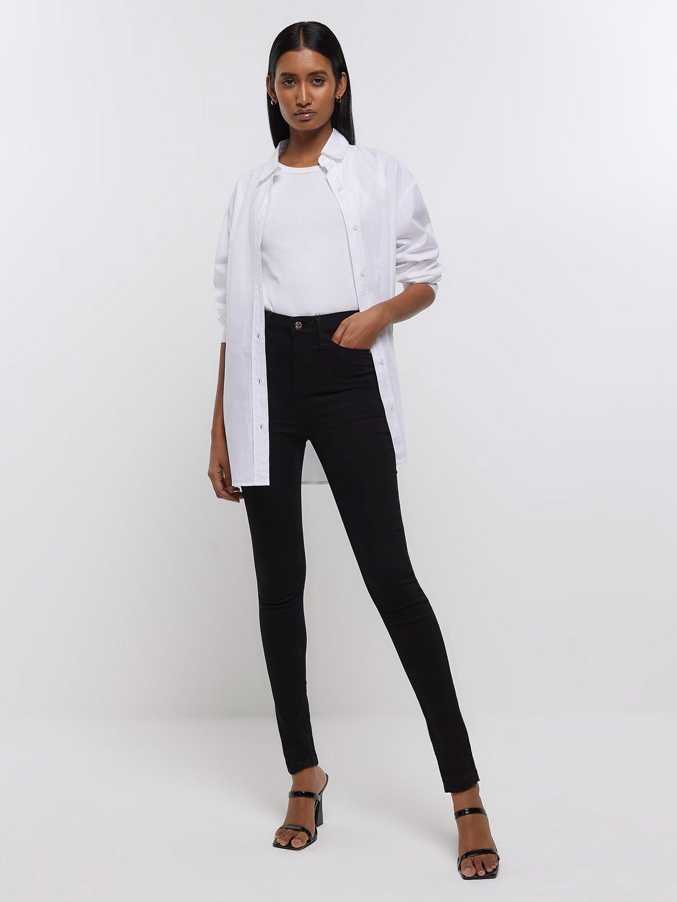 River Island Tall high rise skinny coated jean in black