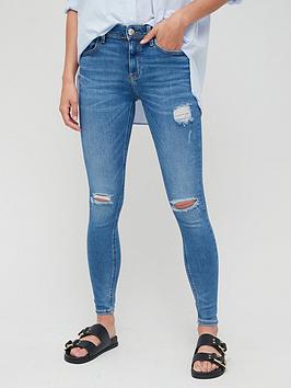 river-island-amelie-mid-rise-distressed-ripped-knee-skinny-jeannbsp--mid-blue