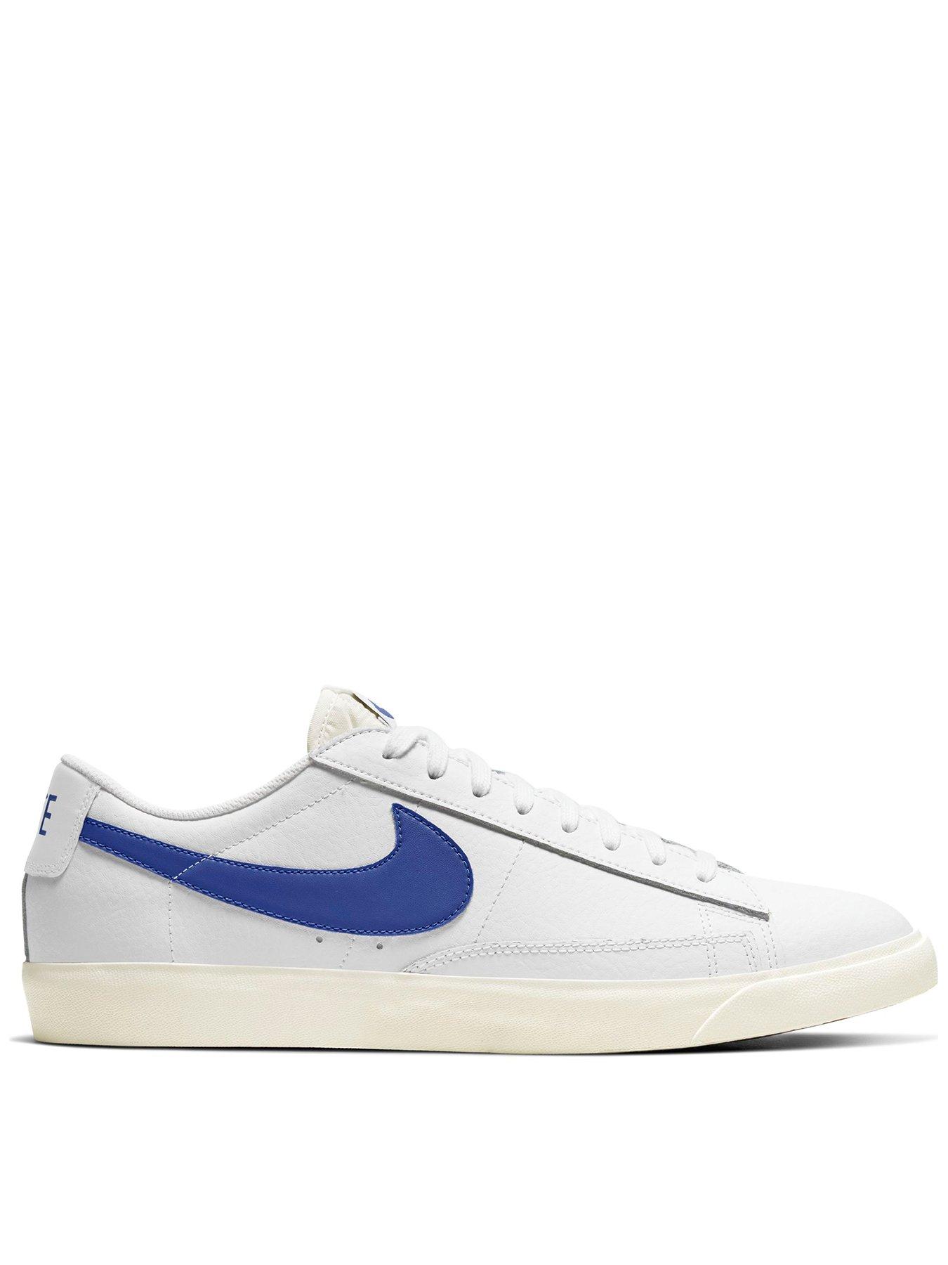 nike blazer low white and blue