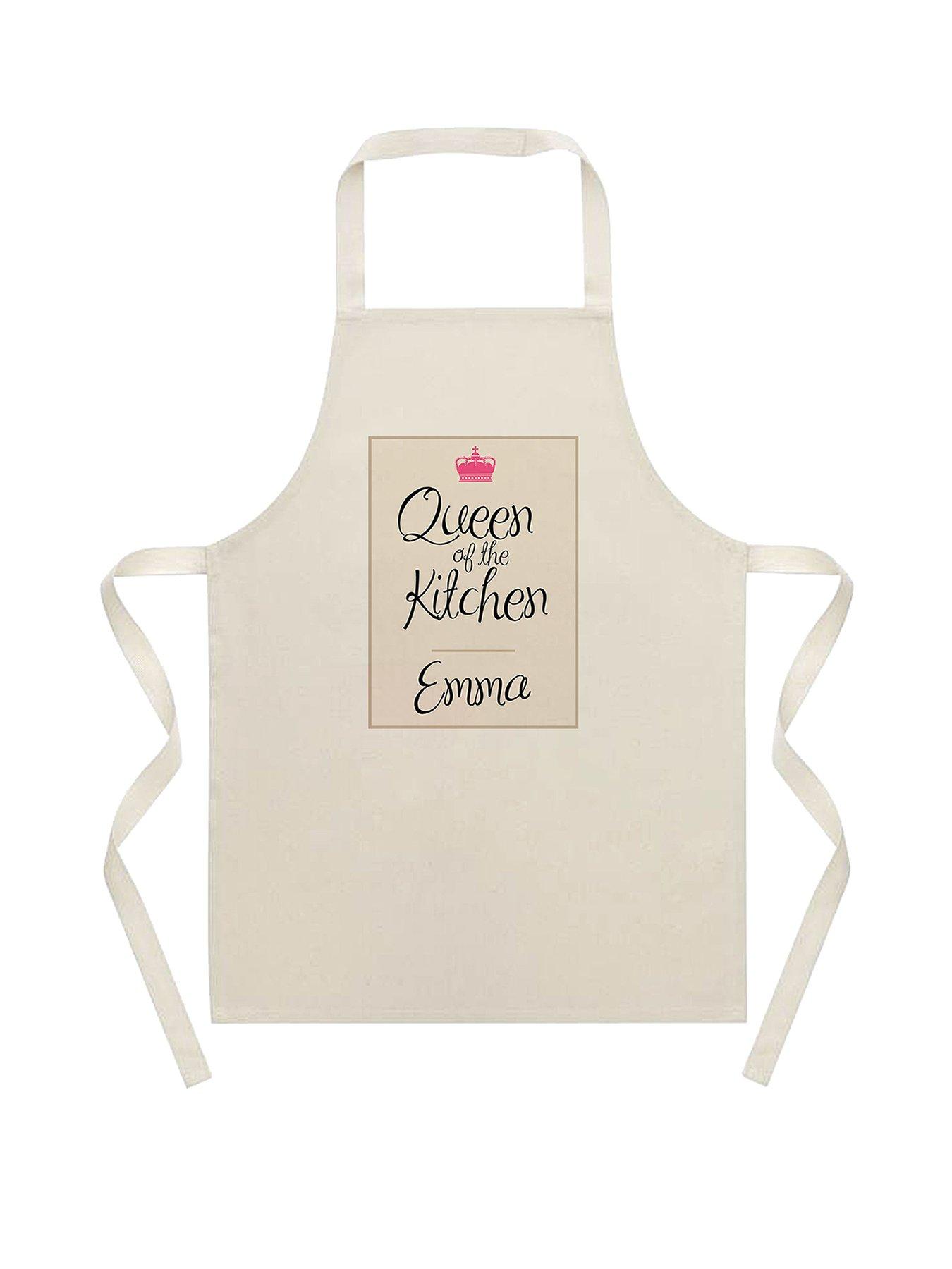 Product photograph of Treat Republic Personalised Queen Of The Kitchen Apron from very.co.uk