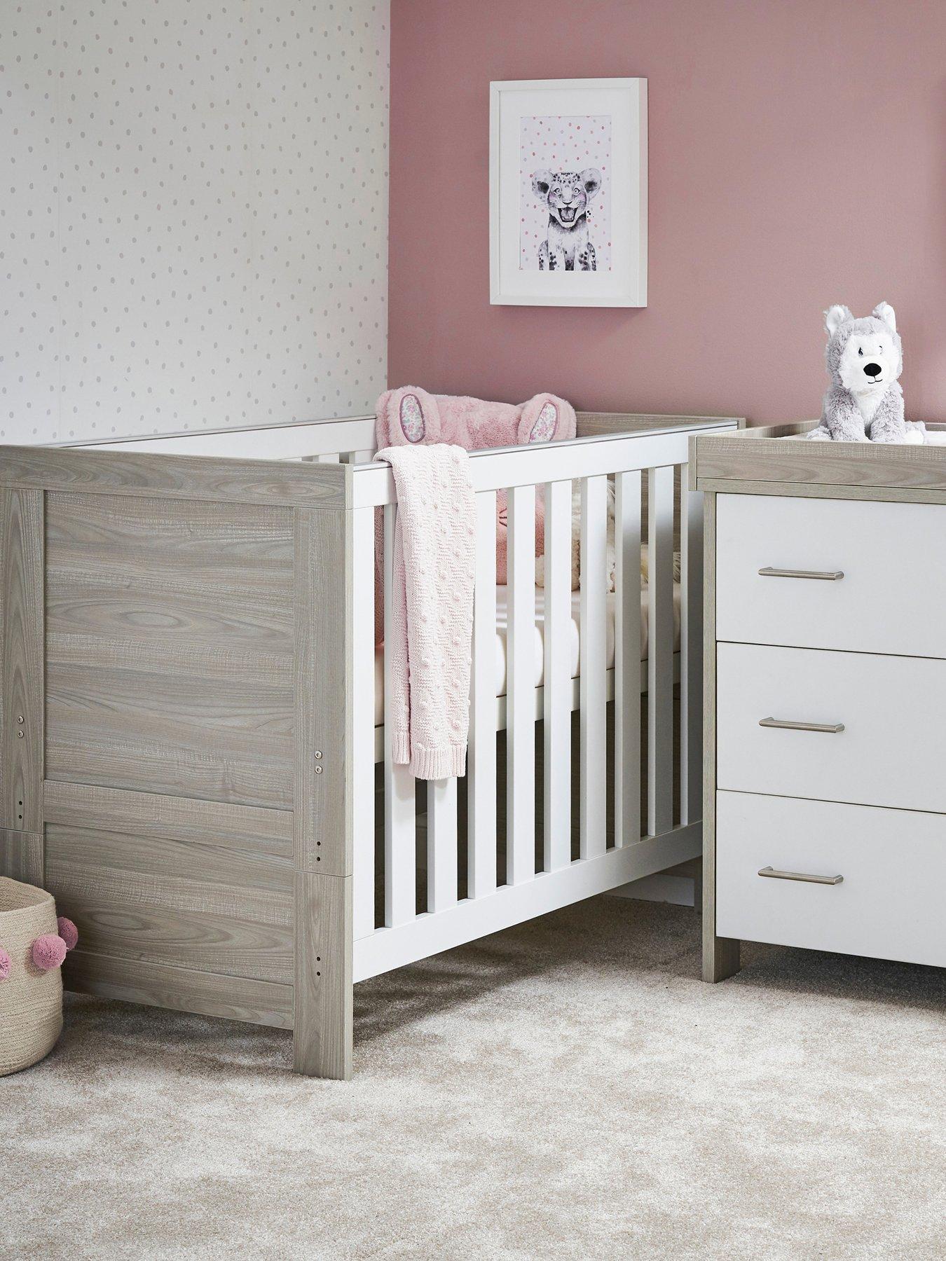 Grey cot bed and changing table best sale