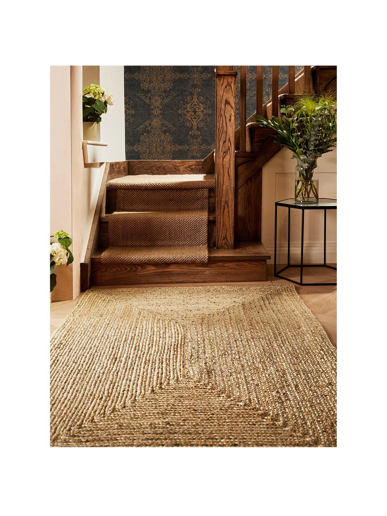 Boardwalk Jute Braided Saturn Border Off White Rug, 56% OFF