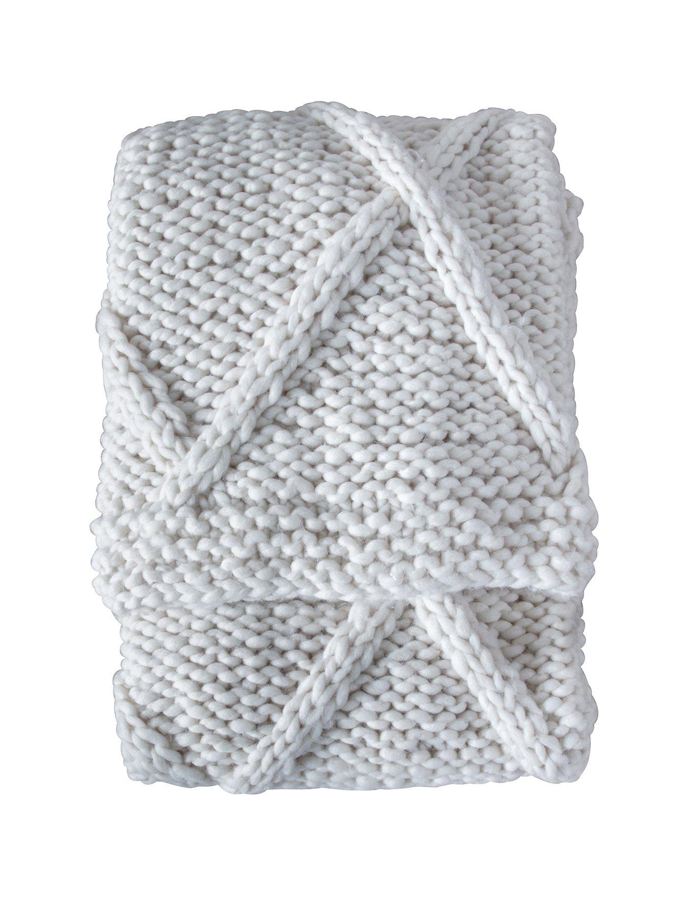 Gallery Cable Knit Diamond Throw - Cream | Very.co.uk