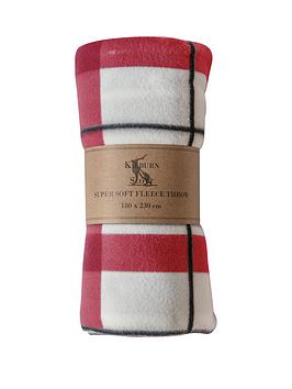Product photograph of Gallery Checked Fleece Blanket - Burgundy from very.co.uk