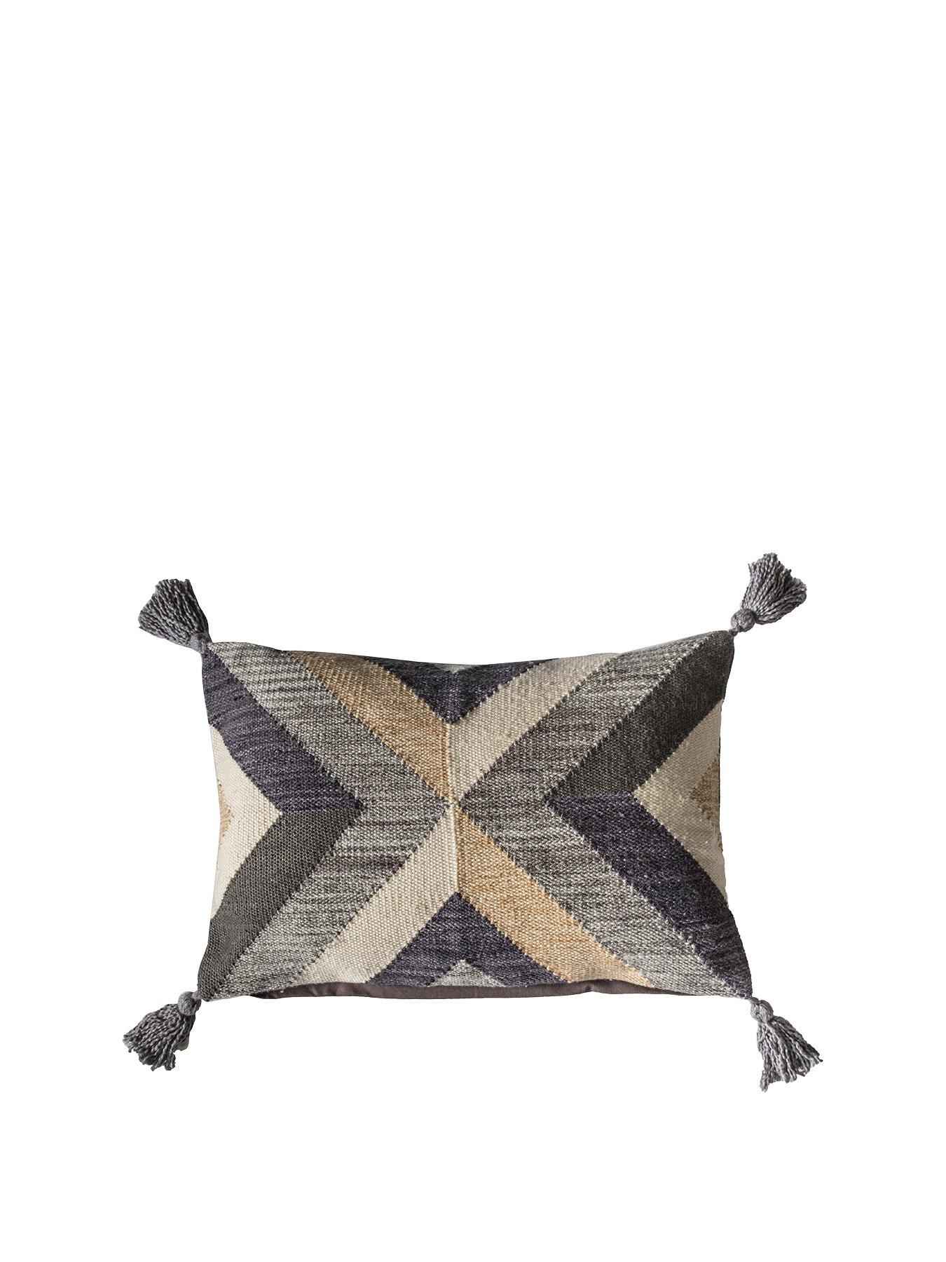 Product photograph of Gallery Mansa Tassel Cushion - Grey from very.co.uk