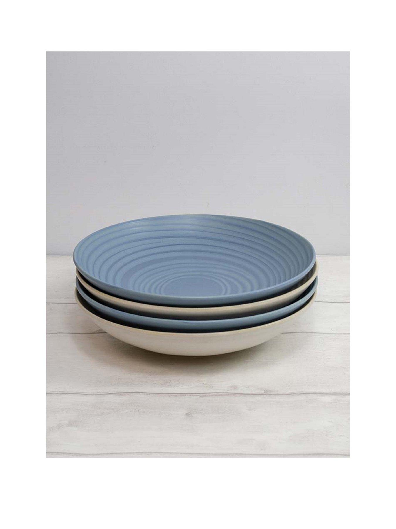KitchenCraft Set of 4 Embossed Pasta Bowls Light Blue very.co.uk