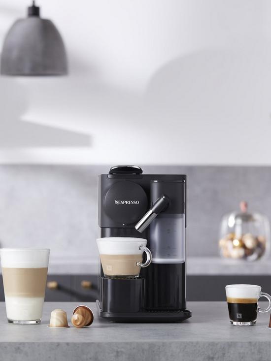 stillFront image of nespresso-lattissima-one-coffee-machine-by-dersquolonghi-en510w-black